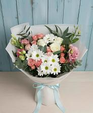 Букет цветов из:  Розы, Лизиантусы и Хризантемы в Покровском Ставропольского края