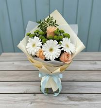 Букет цветов из:  Герберы, Розы и Хризантемы в Покровском Ставропольского края
